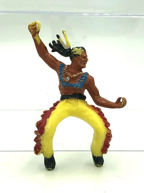 Figurine Elastolin Cavalier Indien Soldat Far West - 1:32 - état Très Bon