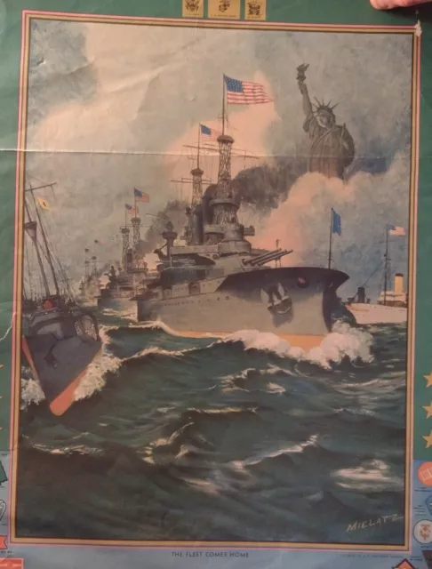 WW2 Brown & Bigelow Calender 1940 - Militaria Propaganda Navy Fleet by Mielatz 2