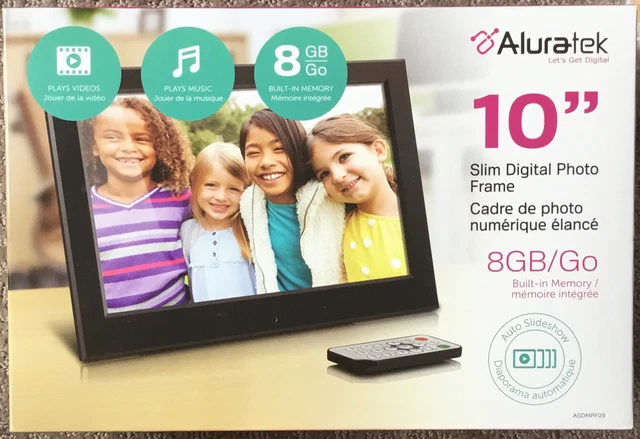 Aluratek 10" Slim Digital Photo Frame w/ 8GB Built-in Memory (ASDMPF09) - Black