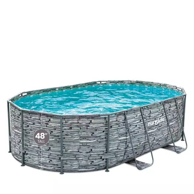 New 16 ft Oval Oasis Designer Pool, Above Ground Frame Swimming Pool, Stone