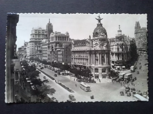 Postal de Madrid, Edificio Metropolis Gran Via Alcala 1953, Circulada Italia 944