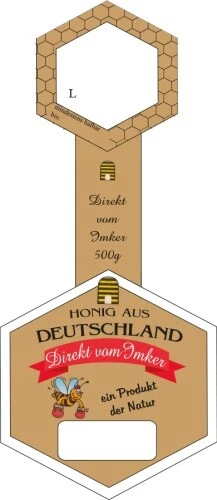 Honig-Etikett gold, 500g, 200 Stück, Stegetikett Honigglas, Honigetikett