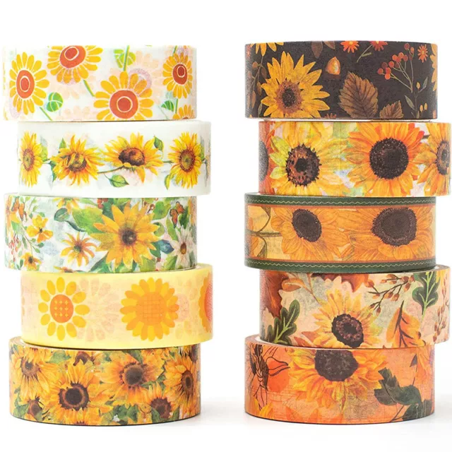 YUBX Sunflower Washi Tape Set Decorative Sun Flowers Masking Tape for Scrapbook