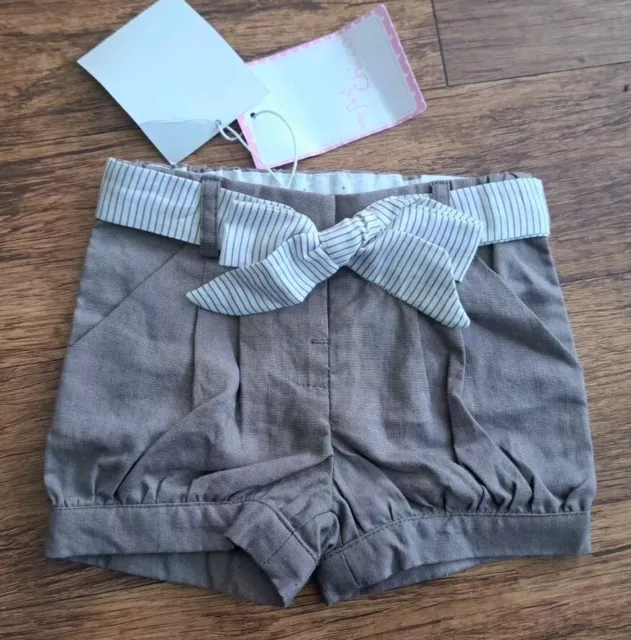 Baby girls shorts NEW age 3 months BNWT brown linen shorts with bow by Chicco