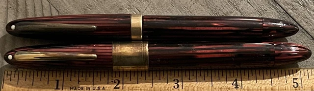 Lot of 2 Sheaffer Fountain Pens in Burgundy Pearl - 14k Nibs