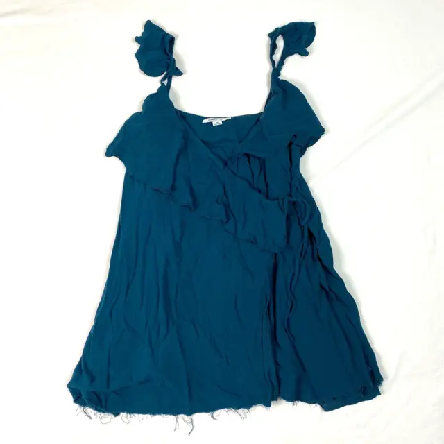 Oneill Dress Womens M Blue Green Sun Dress Ruffle Spaghetti Straps Outdoors soft