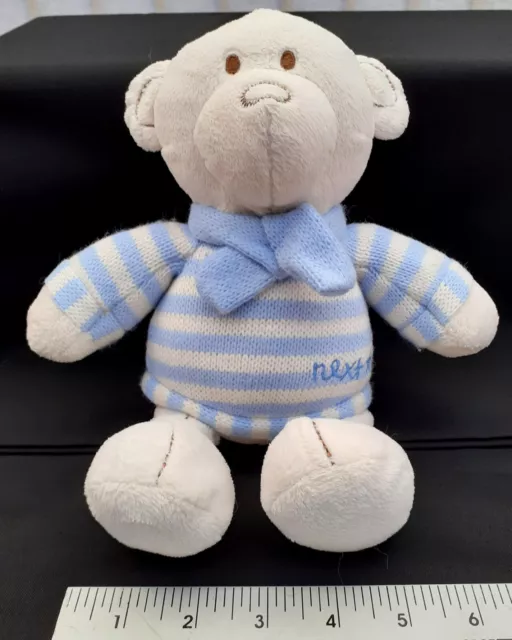 NEXT CREAM TEDDY Bear Soft Toy Blue Knitted Jumper and Scarf £4.00 ...