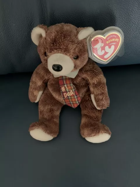 Ty Beanie Babies No 1 Dad Pappa 2004 Teddy Bear In Very Good Clean Condition