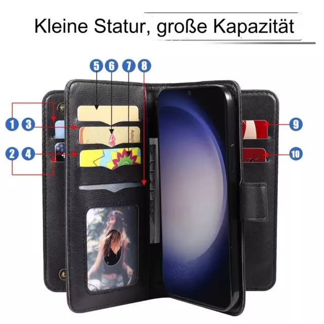 Multifunktion HandyHülle Schutz Tasche Magnet Klapp Leder Case Etui Wallet Cover 2