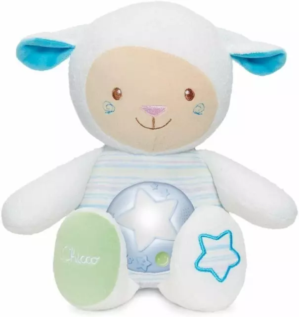 Peluche Chicco Mouton Tendres Mots Doux - Bleu Musicale et Lumineuse pour Bébé