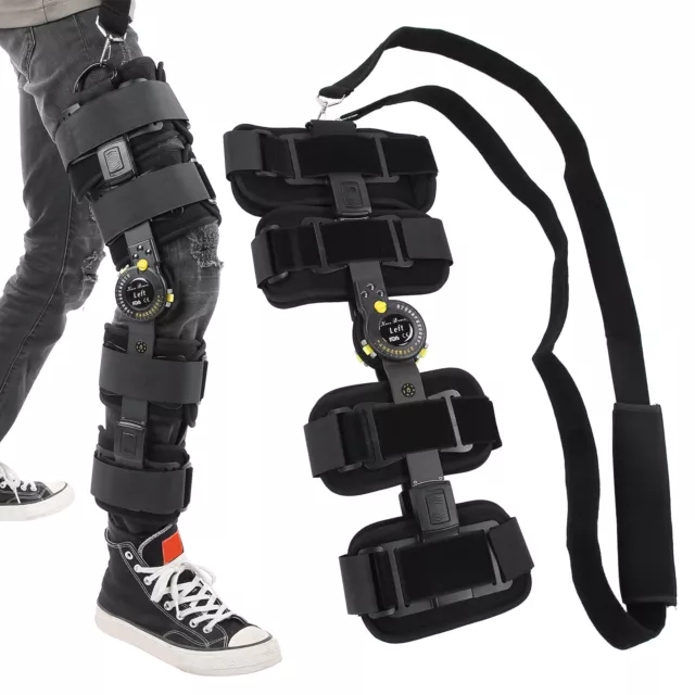 Hinged ROM Knee Brace Stabilizer Splint Leg Injury Recovery Support Surgery