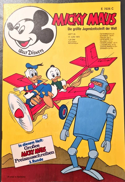 Micky Maus Comic Heft Nr.25 mit SB+Beilage 1972 TOP Z 0-1/1 (297