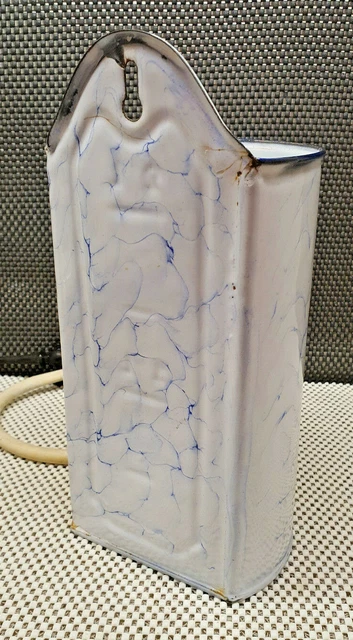 Antik Pressol Klistier 2L Emaille Weiß Meliert -blau Deko Vintage 5