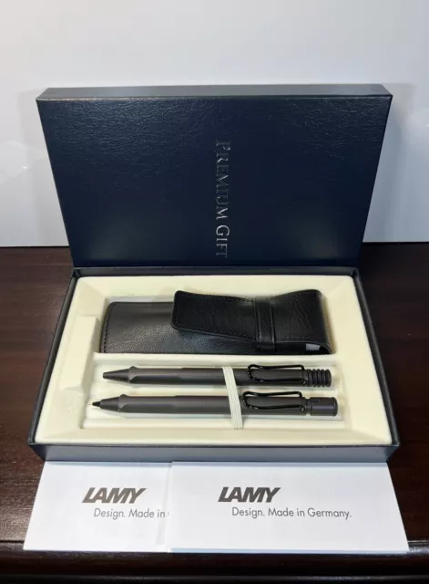 LAMY L217/L117 Ballpoint Pen & Pencil Combo Set Completed with Leather Pouch
