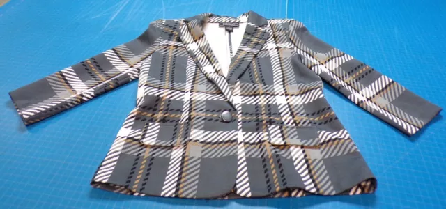 NY Clothing Co.  Woman's Blazer Bright Plaid Jacket Polyester Blend Size S