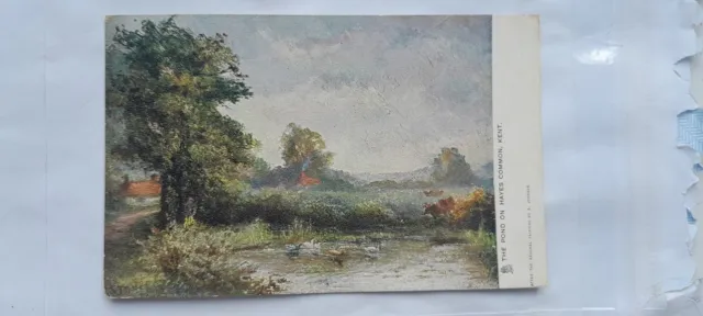 Antique postcard  a picture The Pond on Hayes Common Kent S Johnson 1900s Bagnor