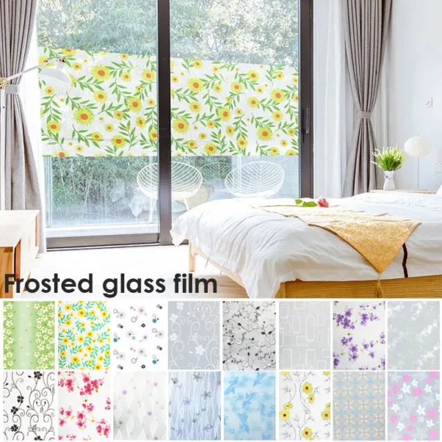 Colorful Flower Bathroom Window Glass Electrostatic Stickers Removable Fashion