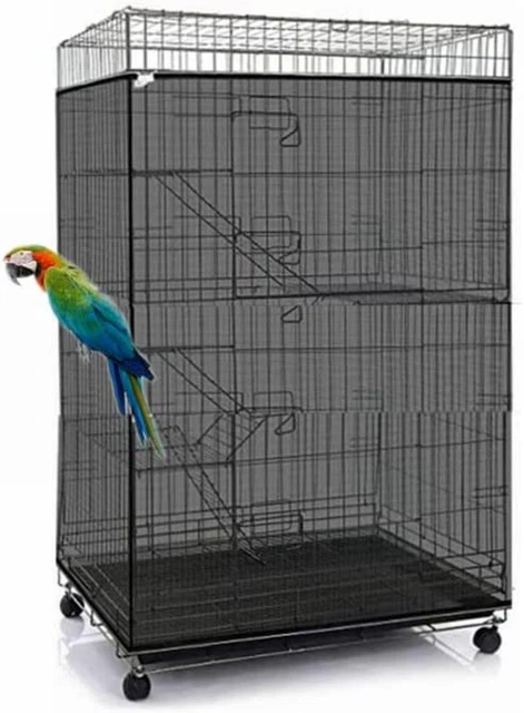Red ajustable para jaula para pájaros cazador de semillas cazador de plumas cazador de jaulas para pájaros aireado suave S