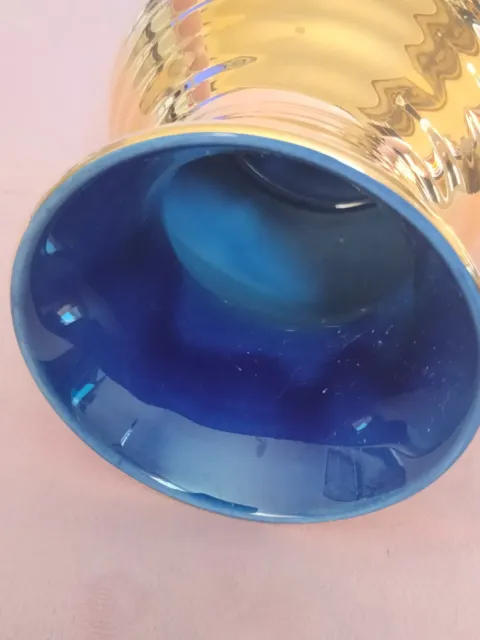 Gold Urne Posy Vase Mit Blauem Innenraum Studio Braunton Devon Keramik 3