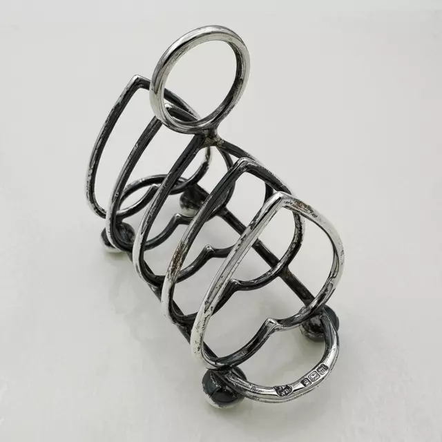 PORTA TOAST A FORMA DI CUORE 5 BARRE ARGENTO STERLING EDOARDIANO 1904 James Deakin & Sons