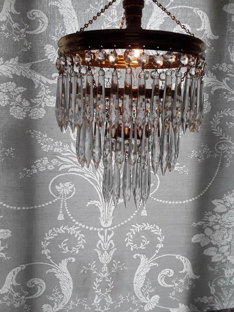 Vintage Original 3 Tier Chandelier Lovely Crystal Drops Very Good Condition Vintage Original 3 Tier Chandelier Lovely Crystal Drops Very Good Condition