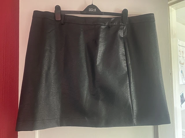 George Plus Size 24 Black PU Leather Effect Skirt Punk Goth Fetish Kink
