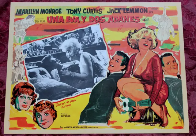 Some Like It Hot 1959 Marilyn Monroe Tony Curtis Orig Mexican Lobby Card