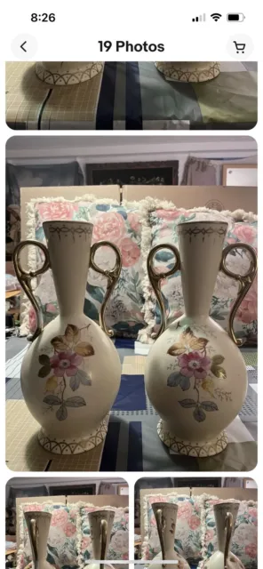 Victoria Carlsbad Hand painted Vases Austria 12 Inches 1800’s