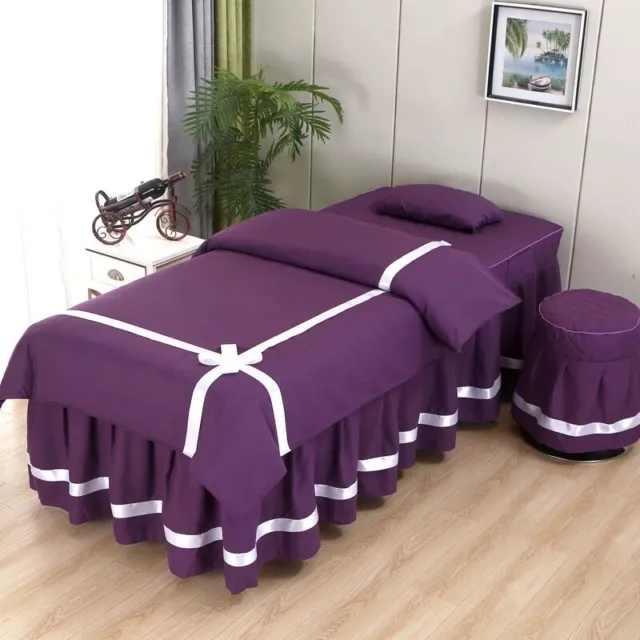 4pcs / Set Massage Table Housses Parure de Lit Feuille Chemise Taie D'Oreiller 2