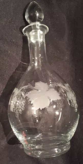 Lovely Large Bohemia Crystal Grapevine Decanter Czechoslovakia