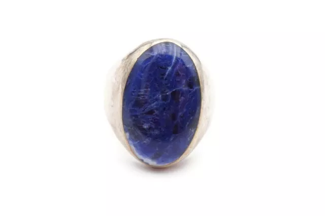 Vintage Taxco Mexico Sterling Silver 925 Sodalite Mens Ring Size 14.5