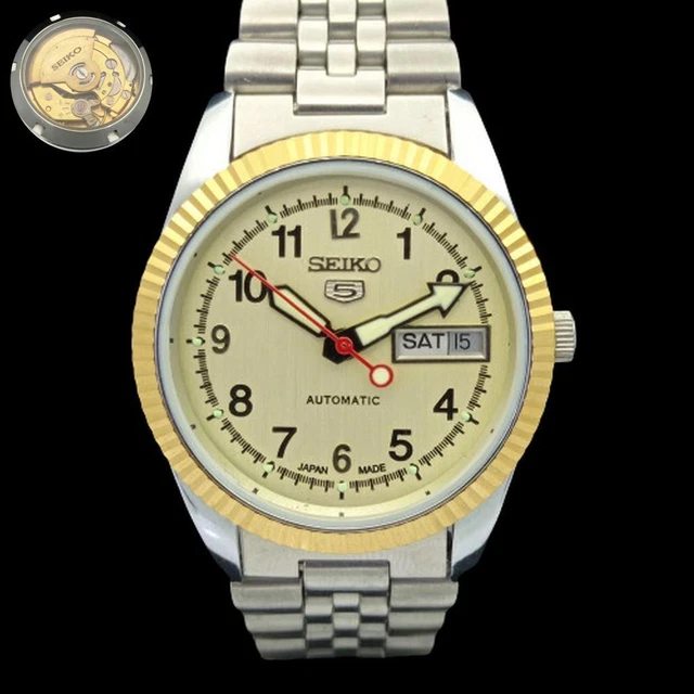 SEIKO 5 AUTOMATIC JAPAN MENS TRANSPARENT BACK REFURBISHED WATCH 575a