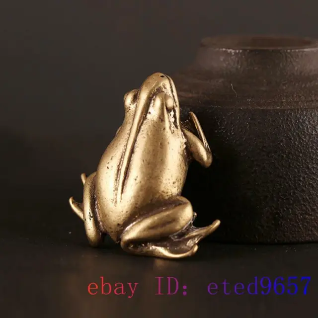 Brass Frog Figurines Small Ornaments Pendant Sculptures Handmade Gifts DIY