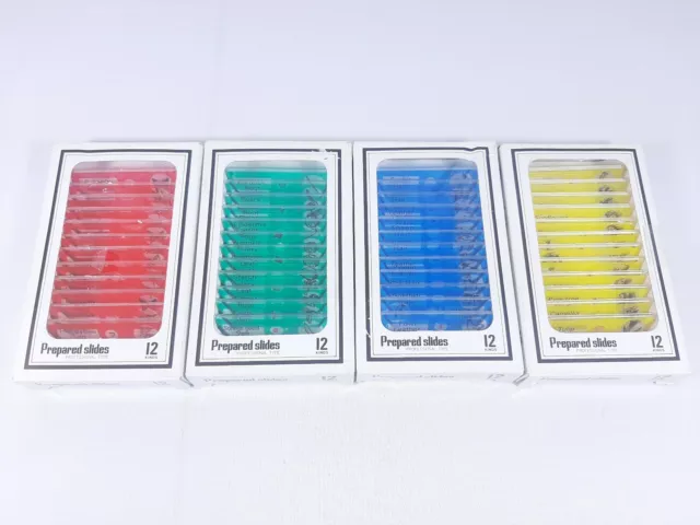48 Pcs Prepared Microscope Slides Vegetables, Animals, Insects, Flowers, Japan