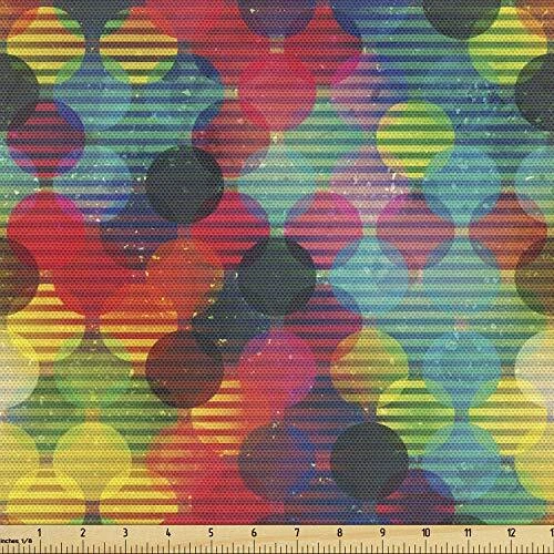 Ambesonne Geometric Circle Fabric by The Yard Psychedelic Digital Futuristic ...