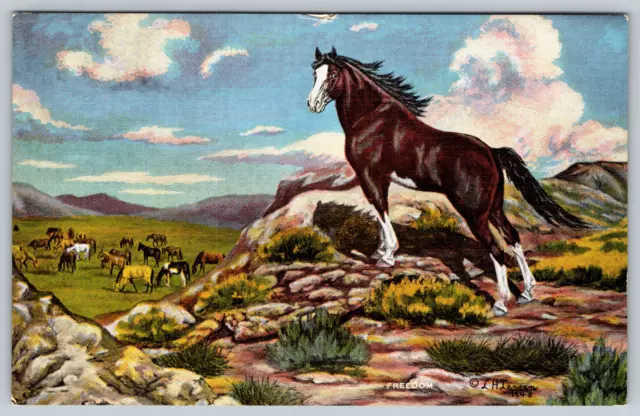 Artist L.H. Larsen Original Oil Painting Cowboy Poet c1940s Vintage Postcard