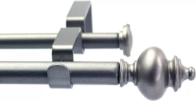 Round Urn Adjustable Double Drapery Curtain Rod Set 28"-48"/ 48"-84"/ 84"-120"