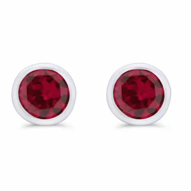 Rond Boucles D'Oreilles 925 Argent Sterling Rhodié Zircon Rose Rouge de Femmes 2