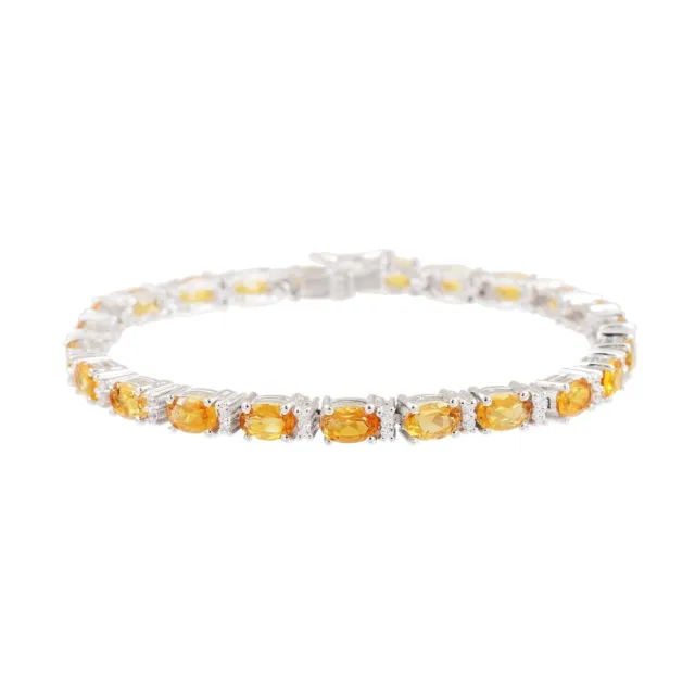 Bracelet en argent sterling avec pierre précieuse citrine jaune naturelle...