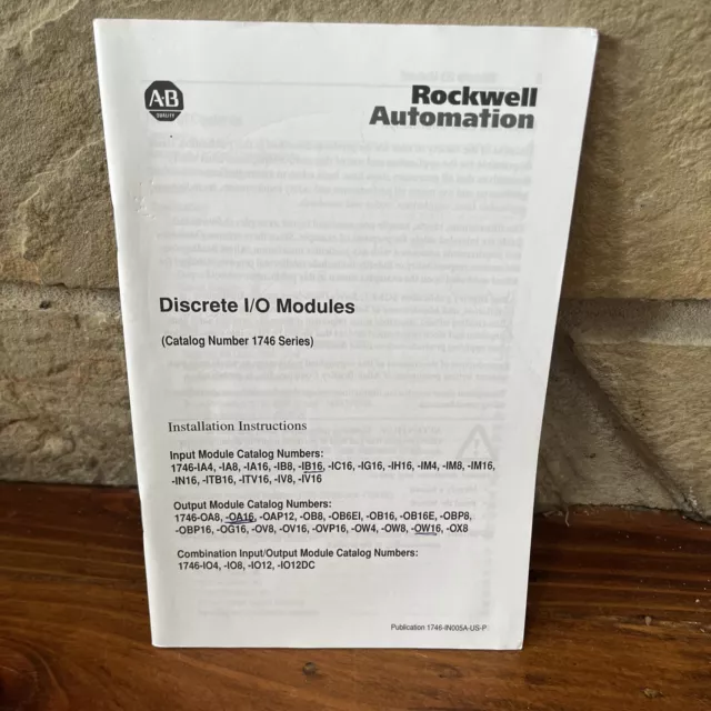 Allen Bradley 1746-IN005A-US-P Discrete I/O Modules Installation Instructions