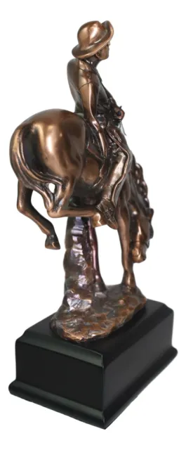 Ebros Rustic Western Rodeo Cowboy W/ Bucking Horse Bronze Electroplated Figurine 3