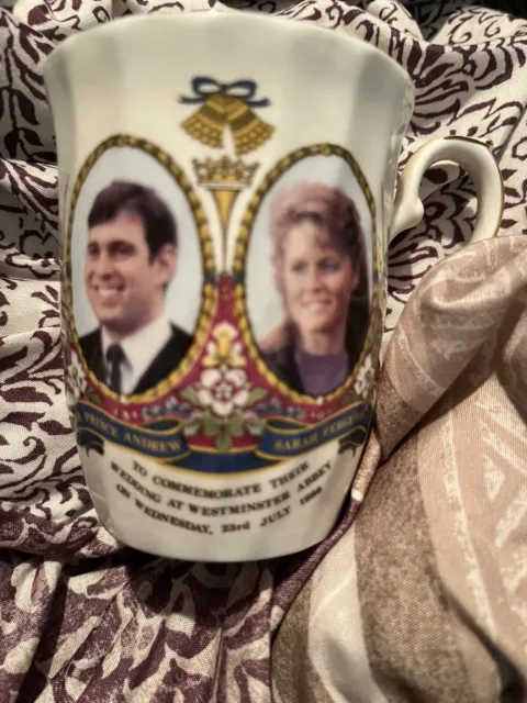 VINTAGE Bone China England Coffee Mug Wedding Prince Andrew & Sarah Ferguson 86