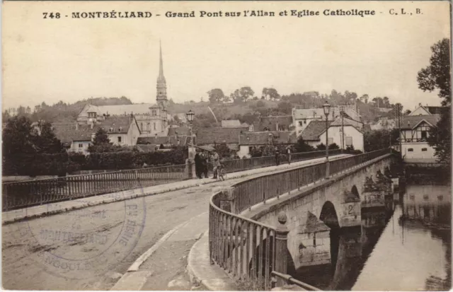 CPA Montbeliard Grand Pont sur l'Allan et Eglise Catholique FRANCE (1099312)
