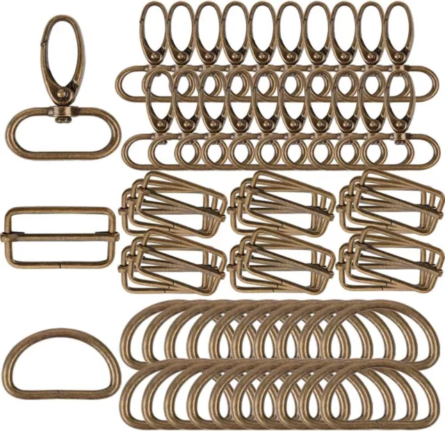 60 anillos en D de 32 mm ganchos giratorios a presión hebillas de triple deslizamiento para bolsa fabricación de cinturones