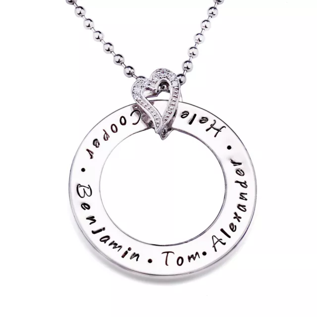 Personalised Stainless Steel Family Name Heart Necklace Gift D209