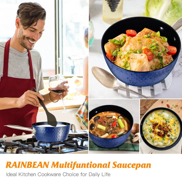 1.5/1.8L/3L Kitchen Induction Saucepan with Lid Stock Pots Non Stick Cooking Pot