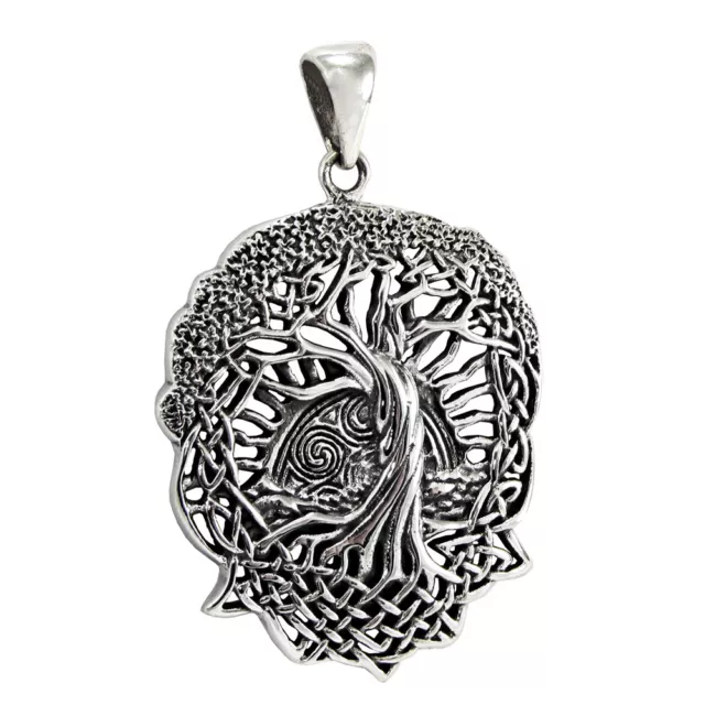 Tree of Life Pendant  Sterling Silver Celtic Knot Jewelry Yggdrasil Sun Moon