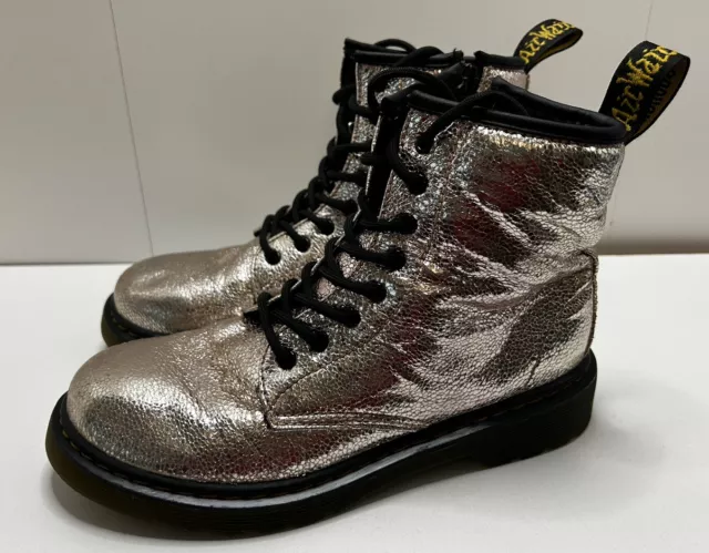 Dr. Martens AirWair Foil/Metallic Rose Gold 1460J Zip Laces Combat Boots Size 5