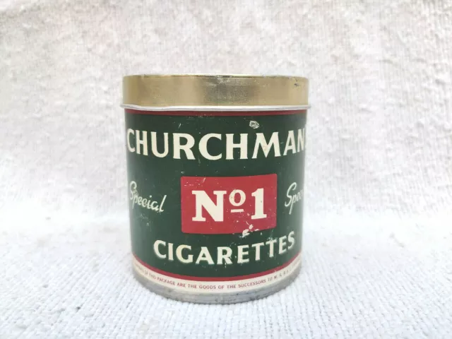 1940s Vintage Carte No1 Sigarette Pubblicità Metallo Scatola Rotondo Inghilterra