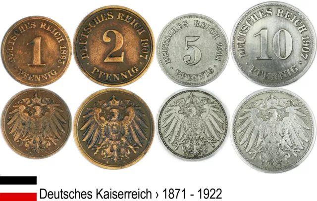 KMS Deutsches Kaiserreich   _1871 - 1922_ LOT (1Pfennig - 10 Pfennig)